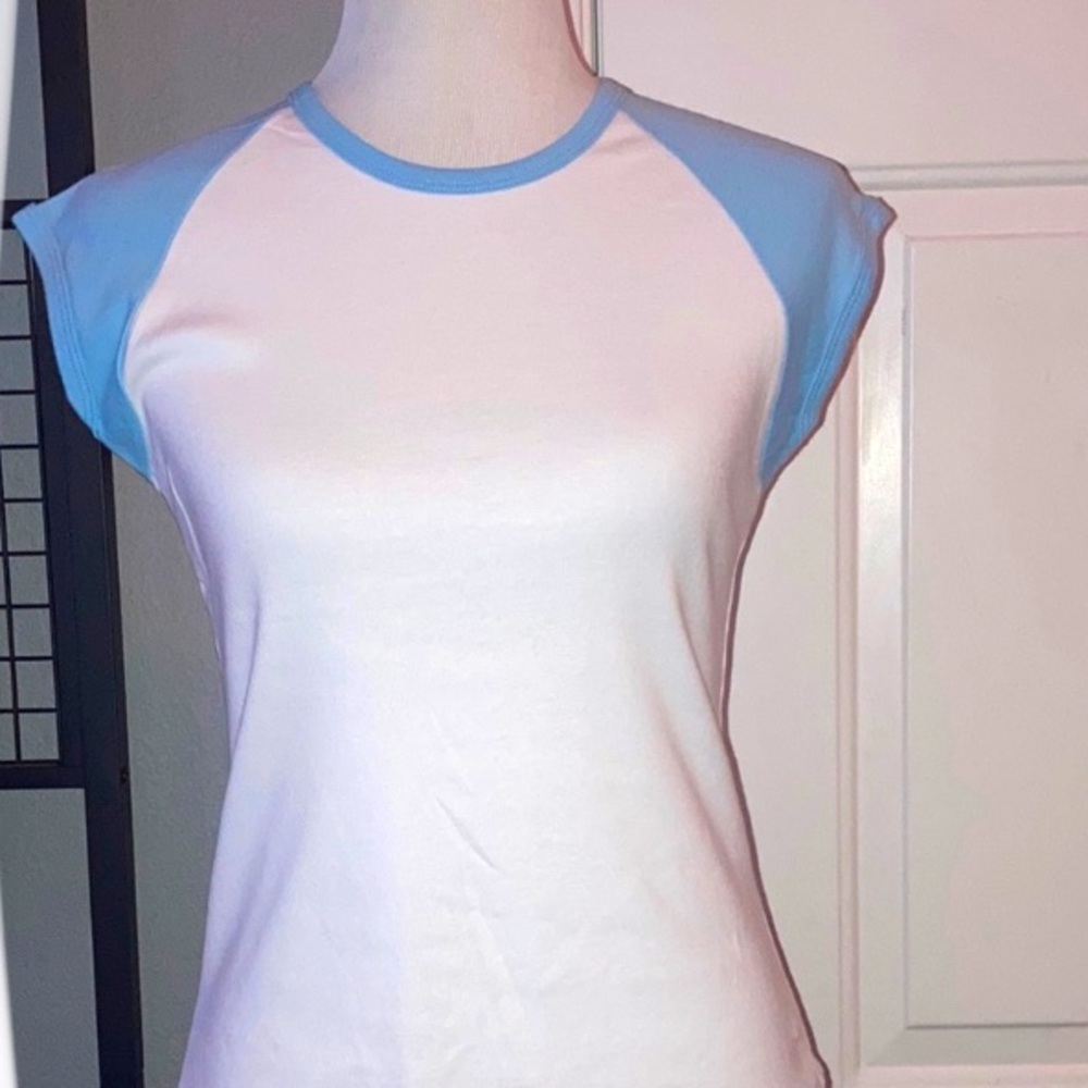 New NWOT Y2K American Apparel OG raglan Cap Sleeve Baby Style Tee T 2 tone L